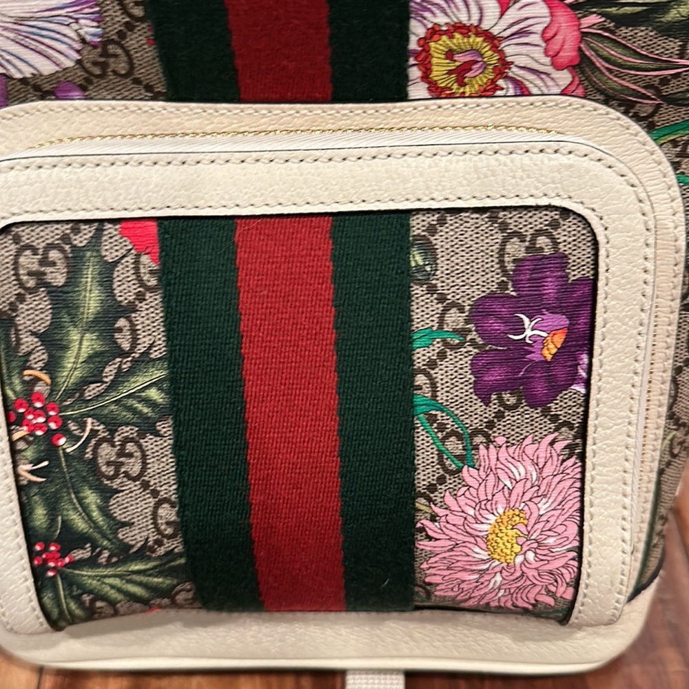 GUCCI 547965 Ophidia Flora Gg Supreme Canvas Backpack in GG Supreme Canvas - Picture 13 of 16